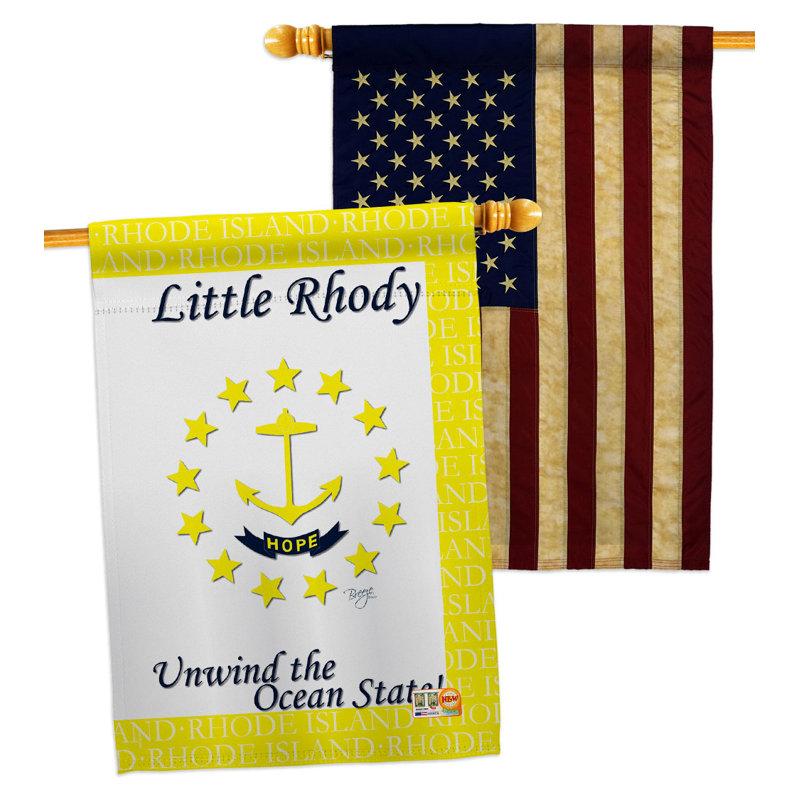 Drapeau de maison en polyester à 2 côtés 3 pi 3 po x 2 pi 3 po Rhode Island