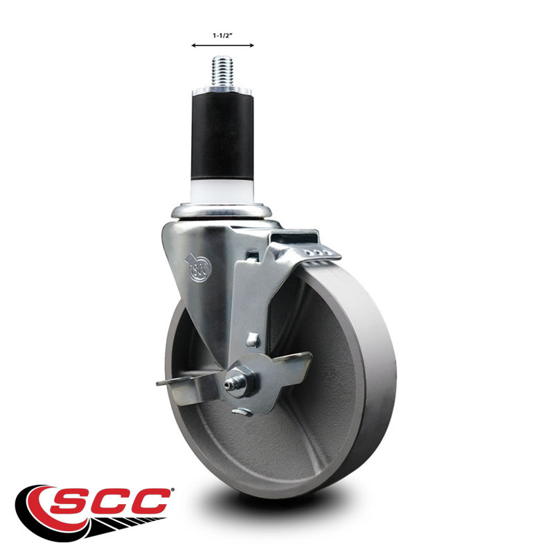Roulettes pivotantes semi-pivotantes en acier inoxydable 1-1 / 2 pouces avec frein SCC