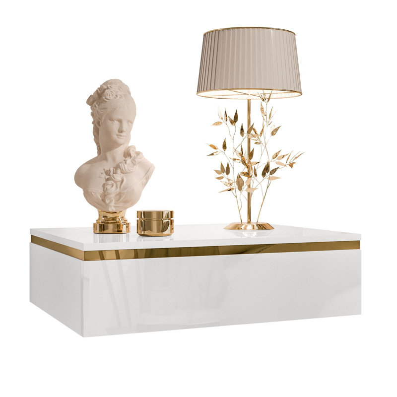 Harlesden 1 Drawer Bedside Table, High-gloss white