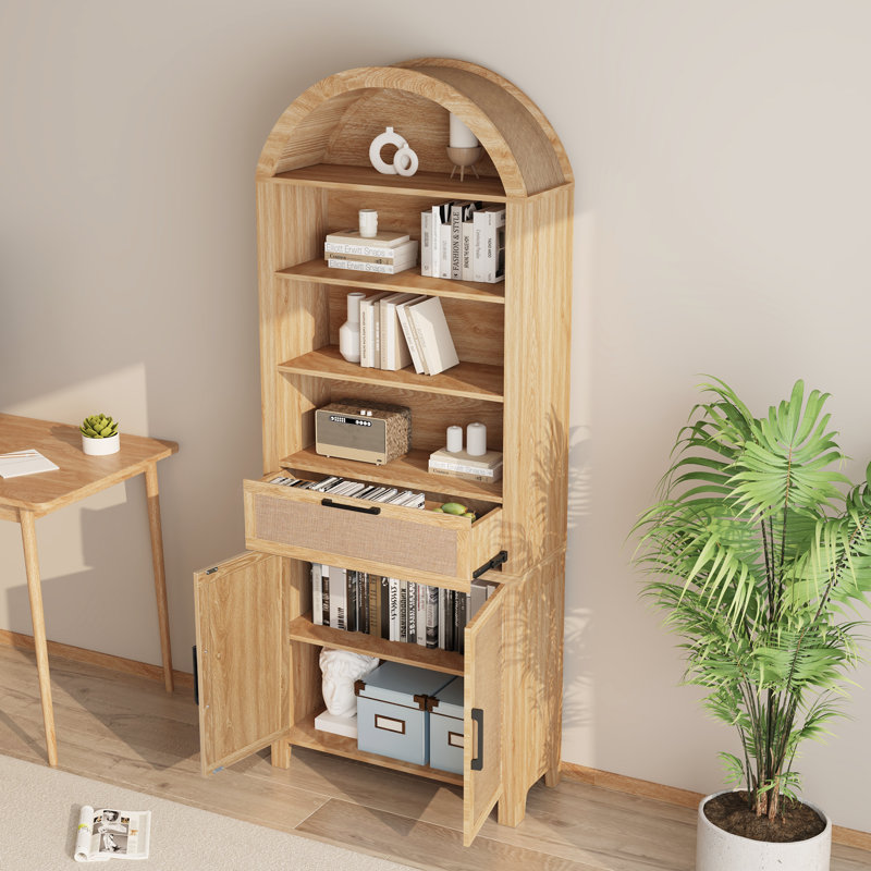 Bibliothèque de rangement arquée Aterlia, 78.7" H, Jaune / Noir