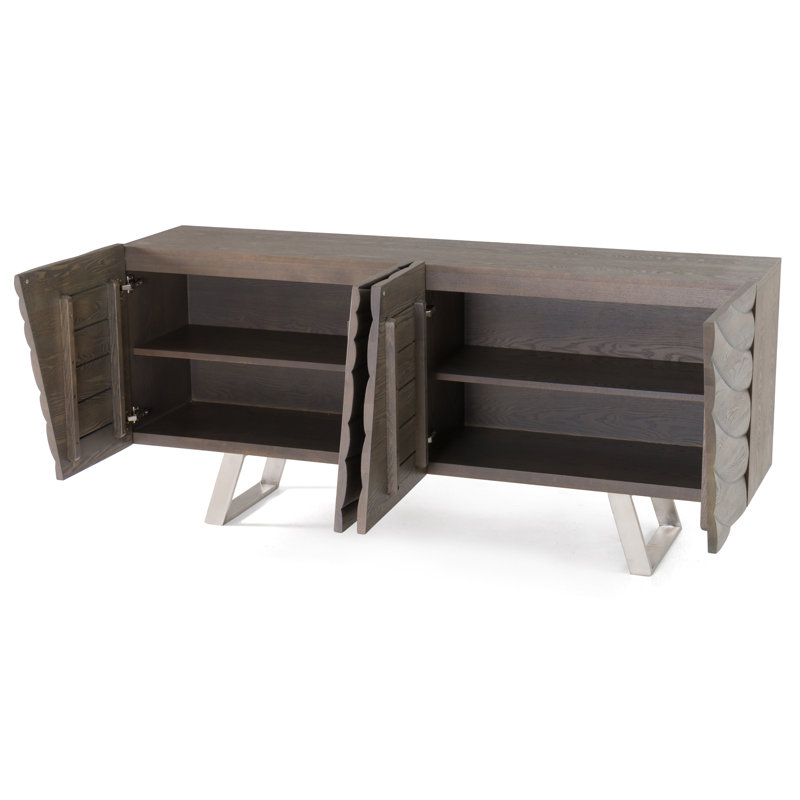Buffet Alaia, Bois de frêne gris / acier argent