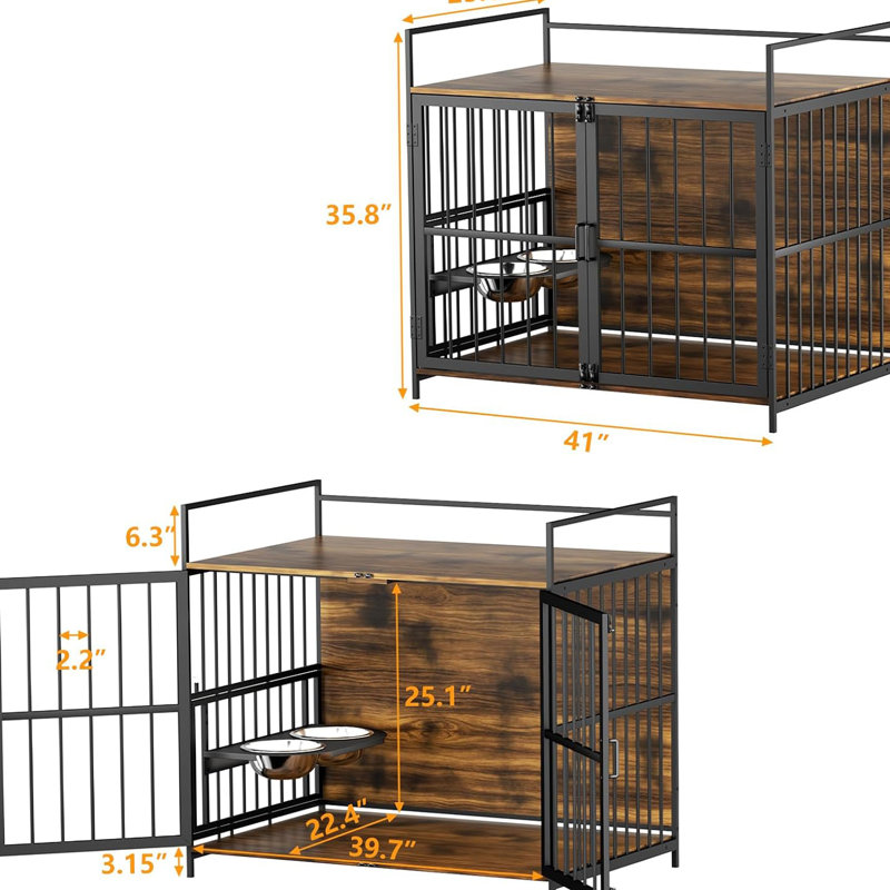 Caisse pour chien polyvalente et robuste avec rangement supplémentaire et mangeoire pratique