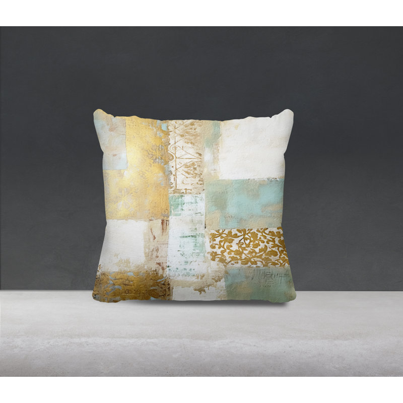 Coussin Blois, H 17 po x l 17 po, Émeraude / Or