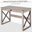 Bureau d'ordinateur de 44 pouces, bureau d'écriture rustique, poste de travail de ferme avec tiroir de rangement, structure en X