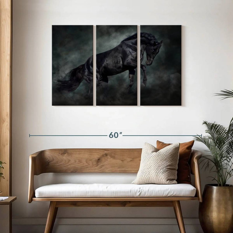 Brampt Prancing Black Horse, 28" H x 45" W