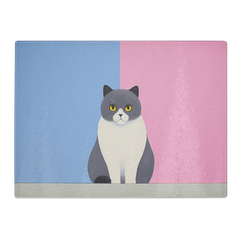 Cat Minimalism  Glass Chopping Board
