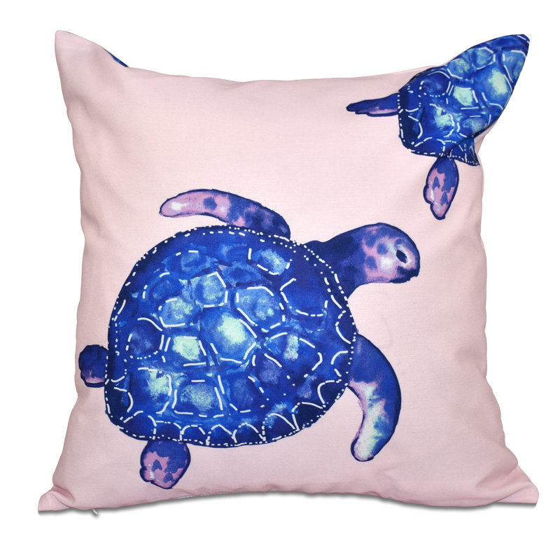 Housse de coussin carrée Turtle Tales, H 26 po x l 26 po, Rose