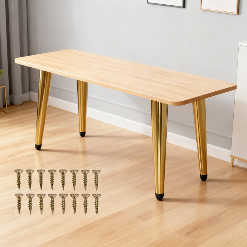 Ensemble de 4 pieds de meuble de remplacement robustes, 4 pieds de canapé en métal doré, repose-pieds et armoire de table avec quincaillerie de fixation