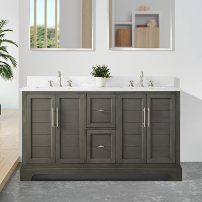 Komarek 60" Freestanding Double Sink Bathroom Vanity with Top