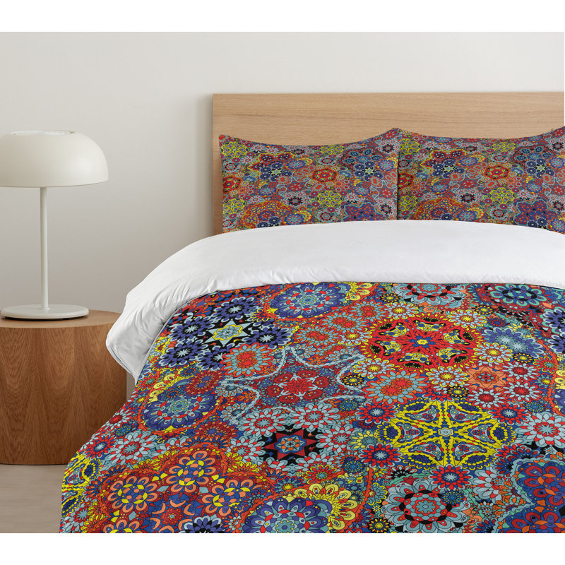 King Size Multicolor Paisley Batik Duvet Cover Set