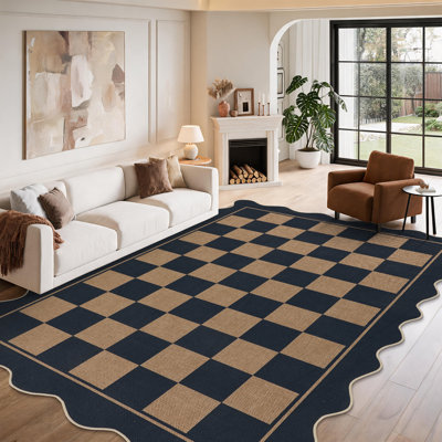 Tapis festonné à carreaux pour l'extérieur 