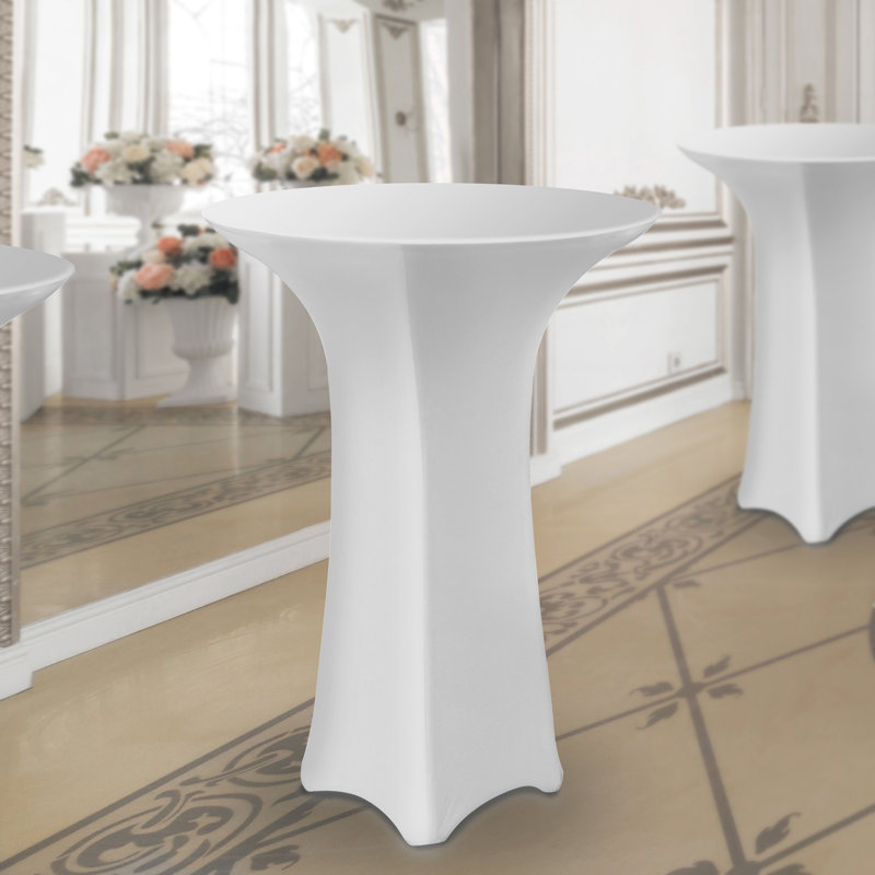  Solid Color Polyester Highboy Cocktail Tablecloth, White, 33" x 33"