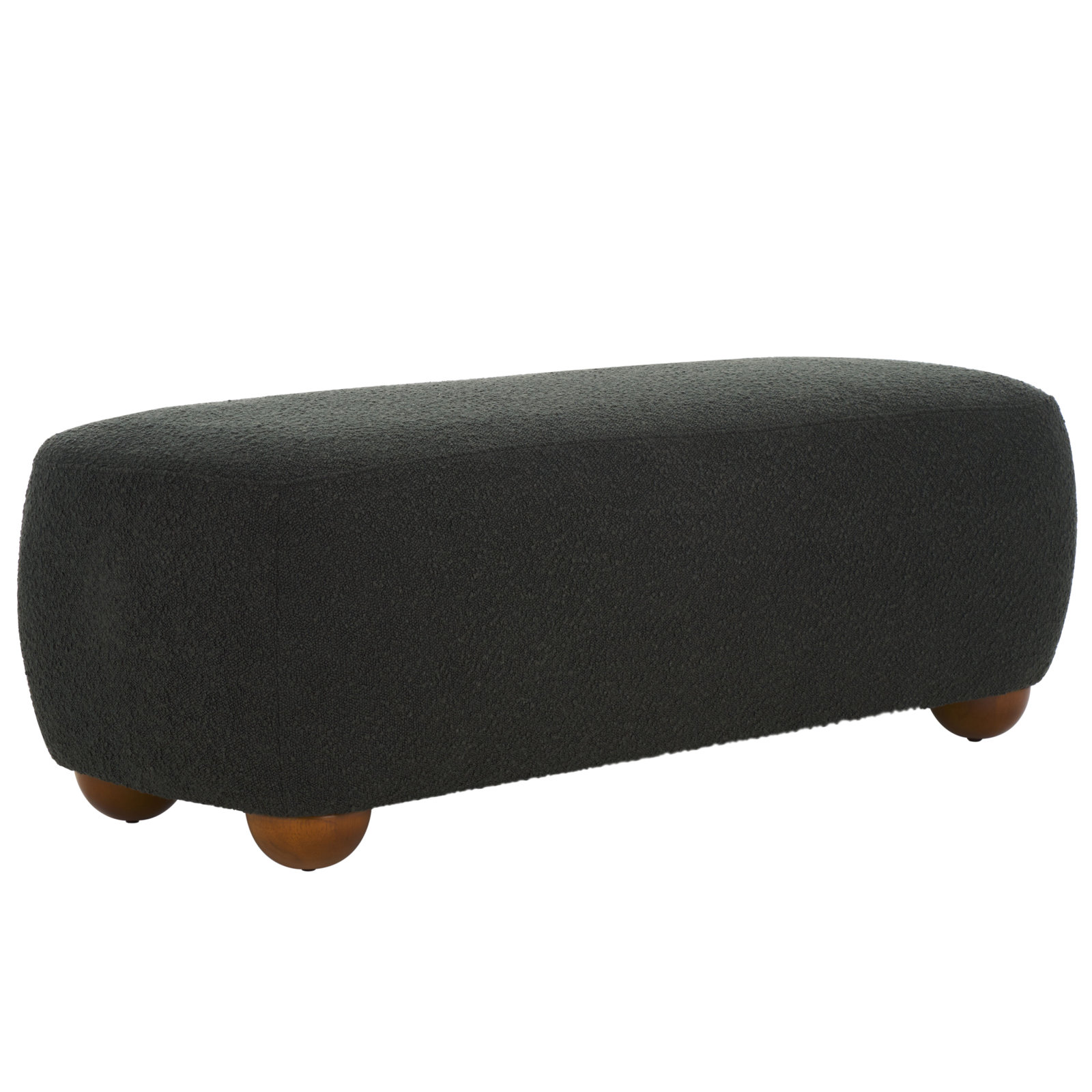 Carrah 50" Rectangle Ottoman, Noir Bouclé