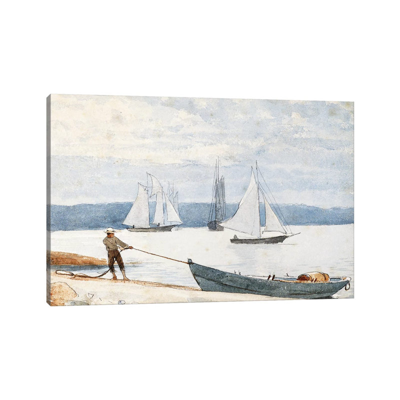 Pulling The Dory, 1880 by Winslow Homer - Wrapped Canvas Gallery-Wrapped Canvas Giclée, 30.48 cm H x 45.72 cm W