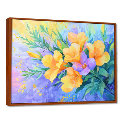 Glowing Symphony Of Yellow Freesia Flowers II - Irises Print Wall Art