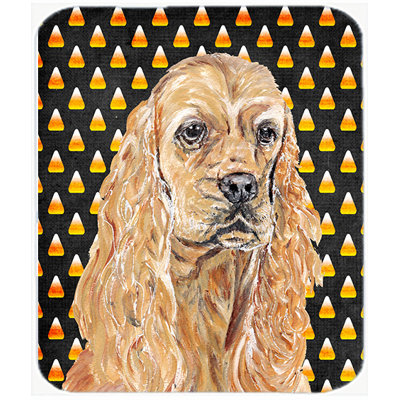 Caroline's Treasures Halloween Candy Corn Cocker Spaniel Glass Cutting Board