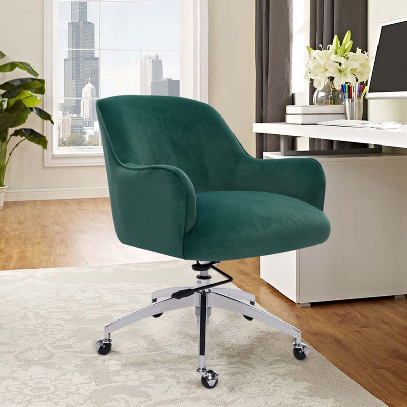 Galilea Velvet Office Chair, Green
