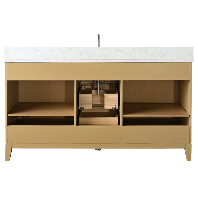 Meuble-lavabo double 60 po avec comptoir, Chêne naturel, Simple , 60"