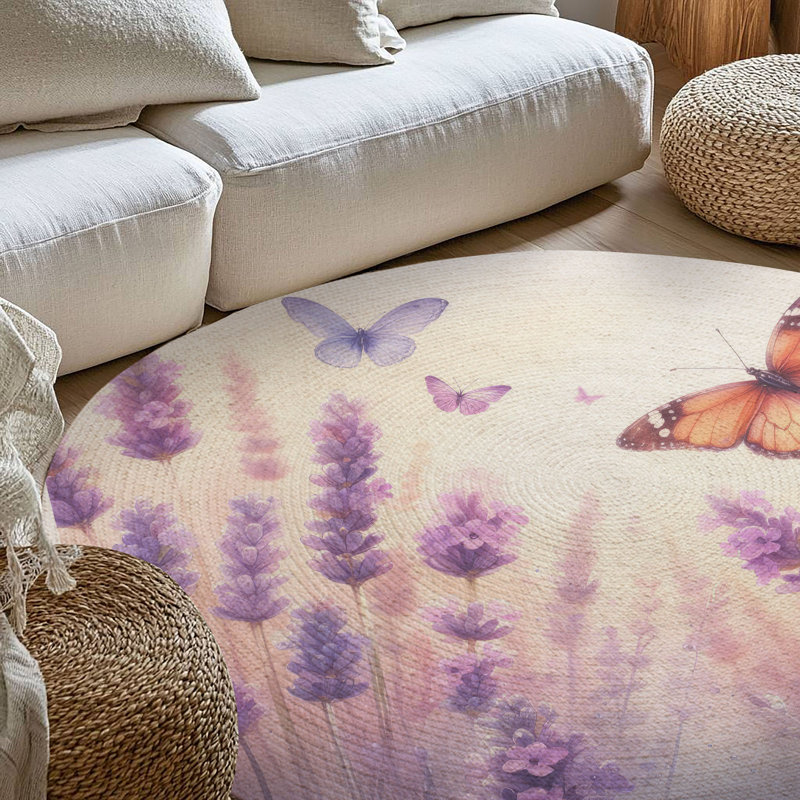 Tapis tressé Lavender Whispers, Rond 5 pi