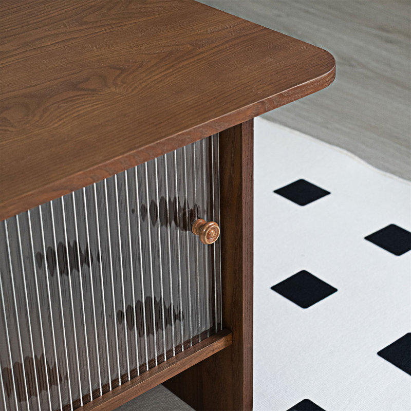 Table basse en bois avec centre de rangement, Brun