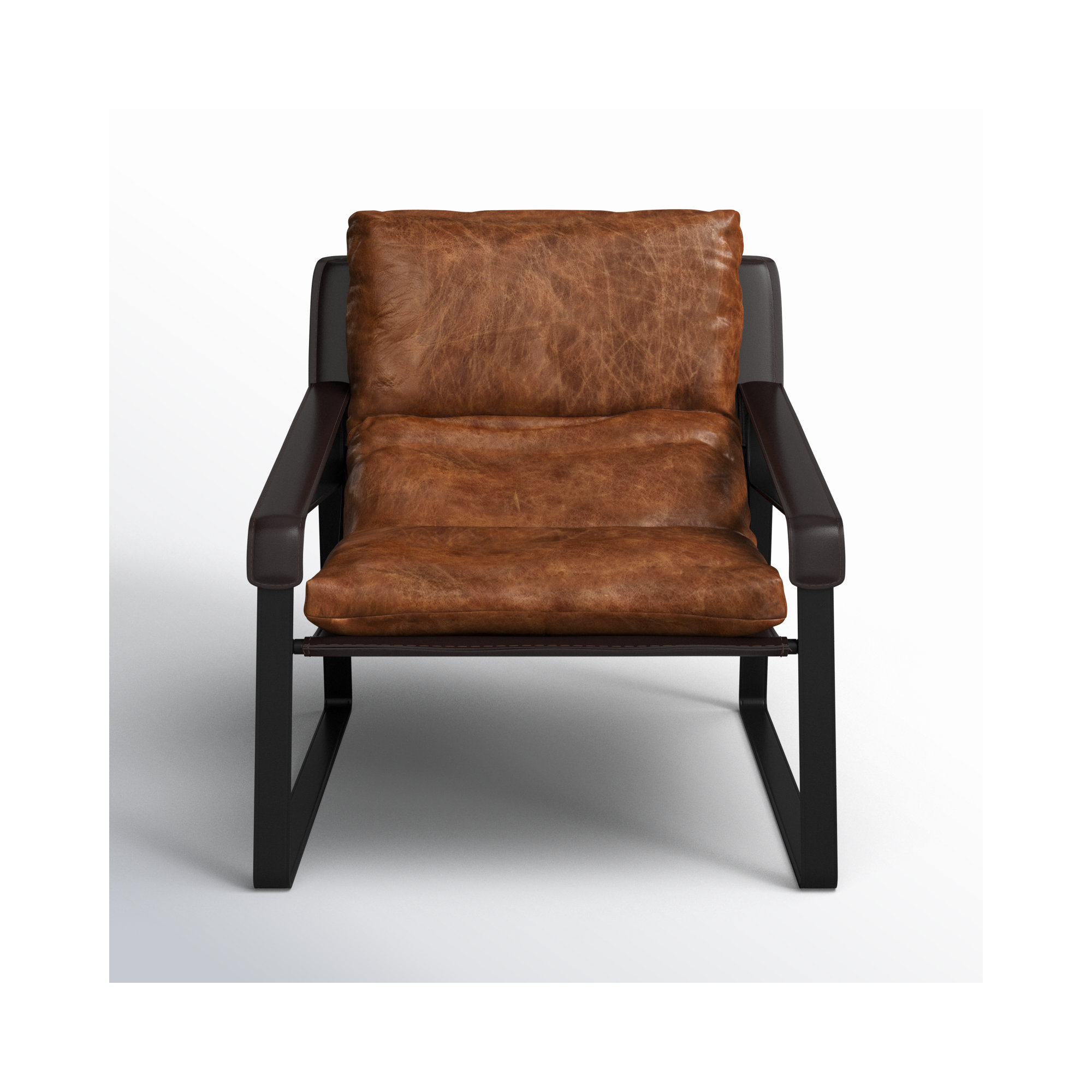 Hadler 31" Genuine Top Grain Leather Lounge Chair, Cappuccino Genuine Leather