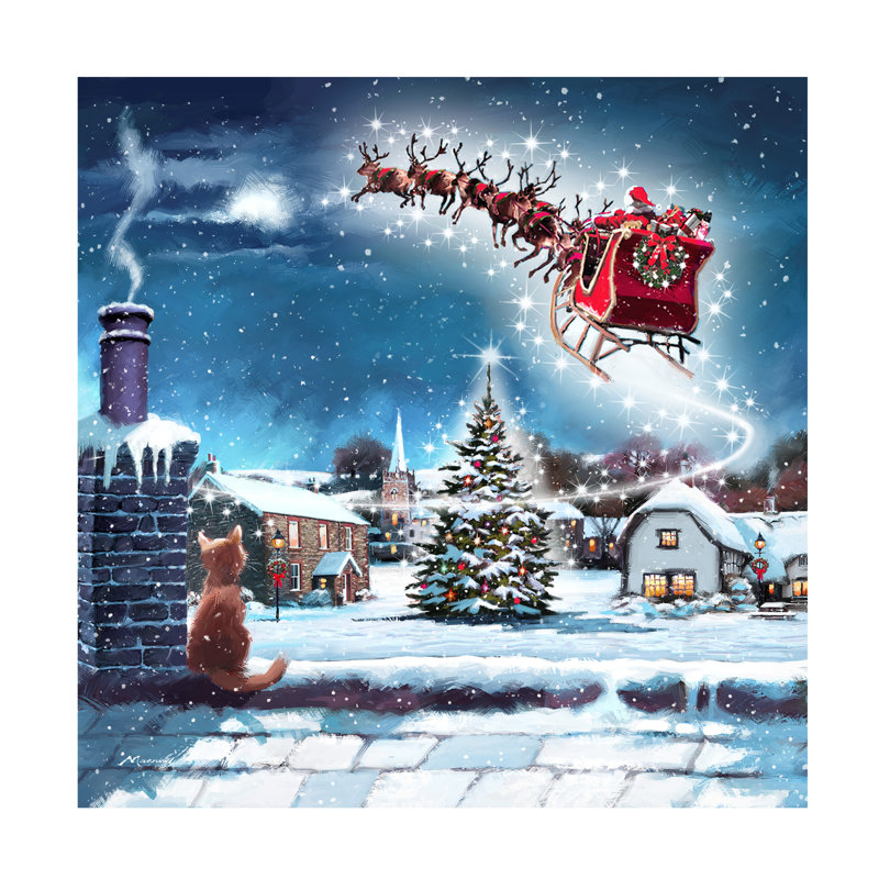 The Macneil Studio «Santa and Cat», art sur toile, H 14 po x l 14 po x P 2 po