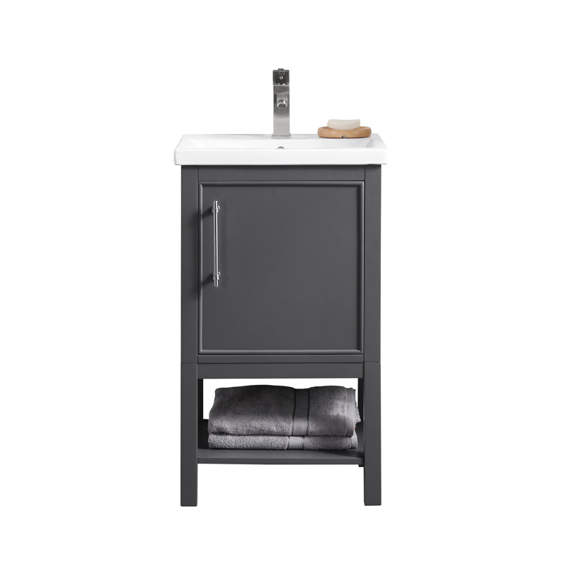 Ensemble de meuble-lavabo simple 20 po Jewell, Gris foncé / nickel brossé