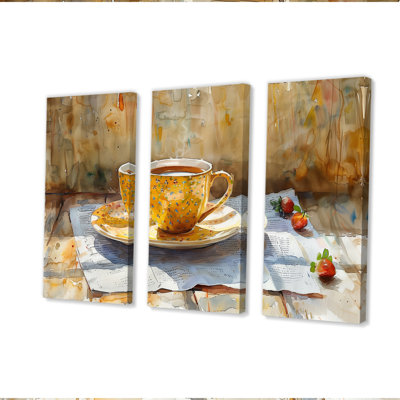 «White Beige Cozy Cup Of Coffee II», ensemble de reproductions d'art mural café