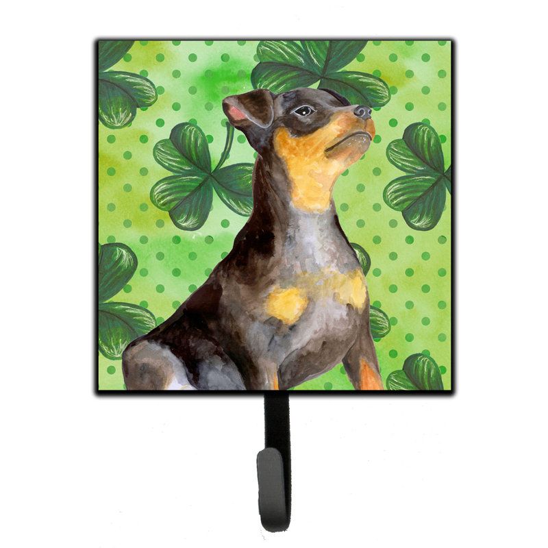 Markle Metal Wall Organizer with Key Hooks, Miniature Pinscher, Grey/Light Brown