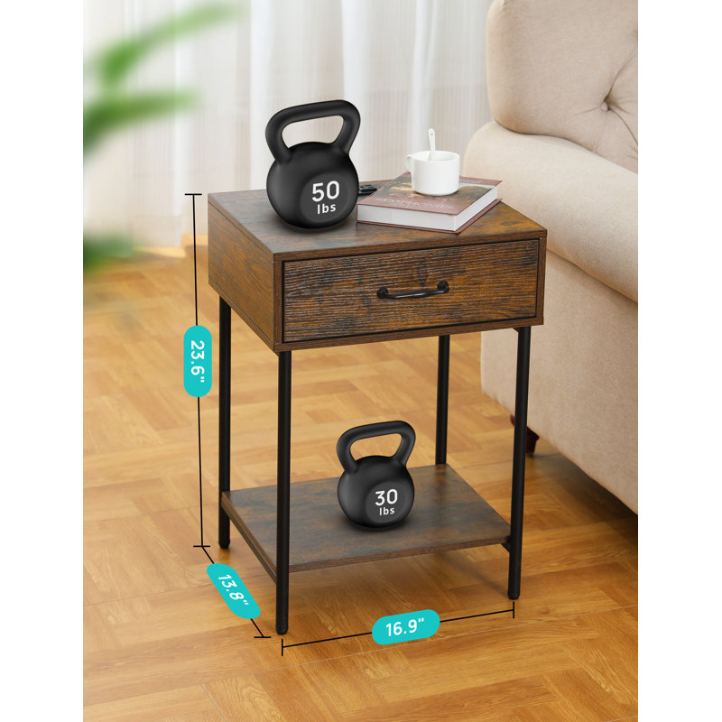16.93'' W Nightstand, Rustic Brown