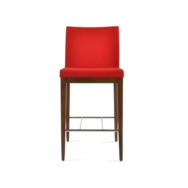 Tabouret de bar Aria, Noyer, Laine rouge