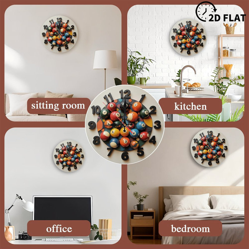 Horloge avec boules de billard