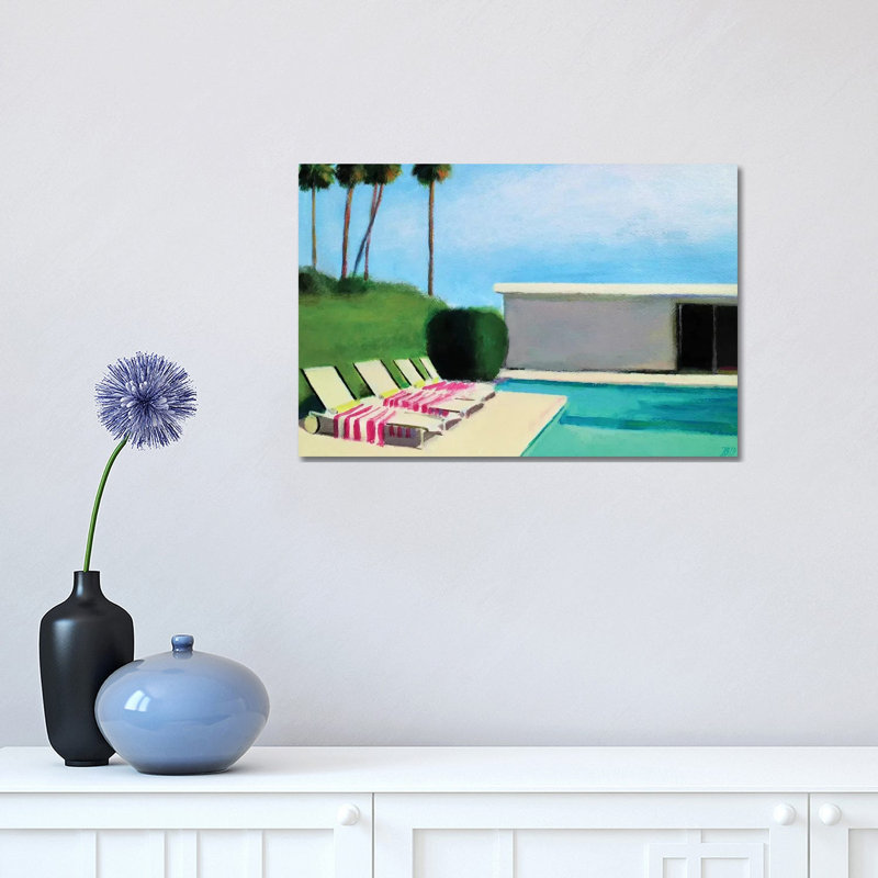By The Swimming Pool by Ieva Baklane - Wrapped Canvas Painting, 30.48 cm H x 45.72 cm W