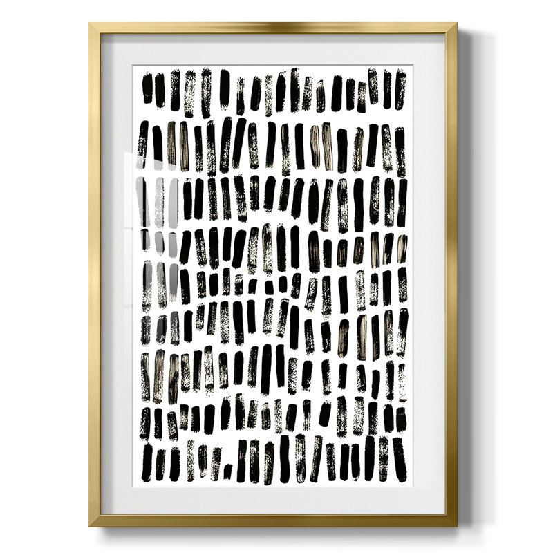 «Ink March II», reproduction encadrée, Papier avec cadre doré, Blanc