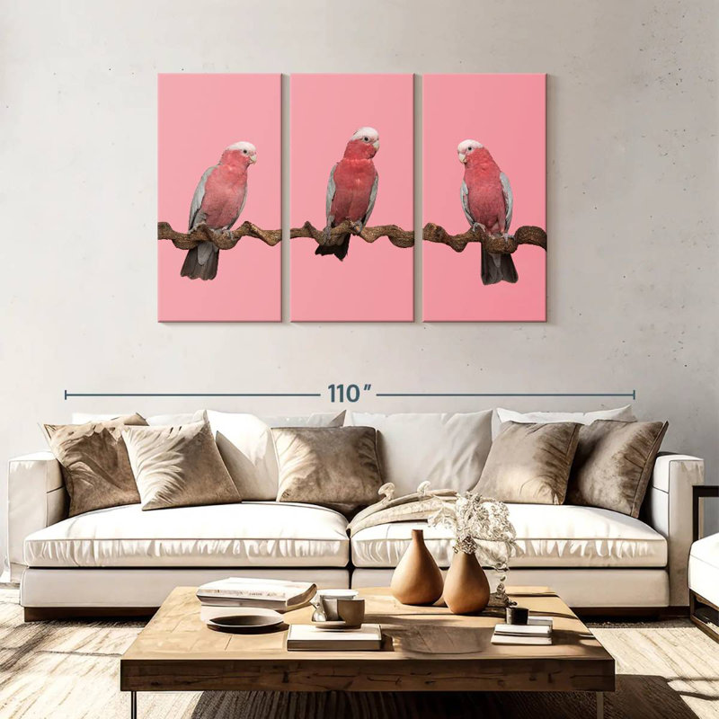 Trois oiseaux, H 48 po x l 74 po