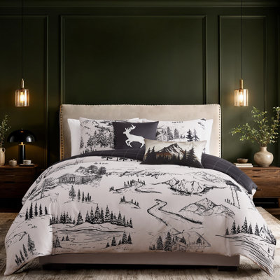Ensemble d'édredon réversible 100% satin de coton 5 pièces Bebejan Rocky Mountains