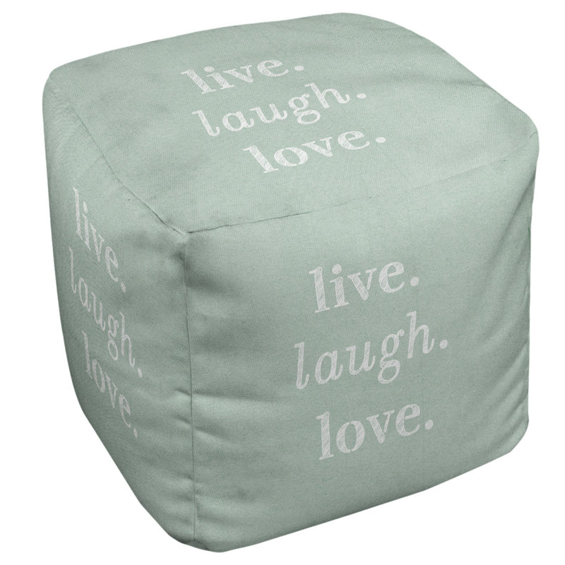 Upholstered Ottoman, Green/White