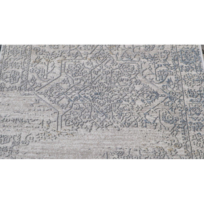Tapis oriental ivoire et gris, Tapis de couloir 2 pi 7 po x 9 pi 10 po
