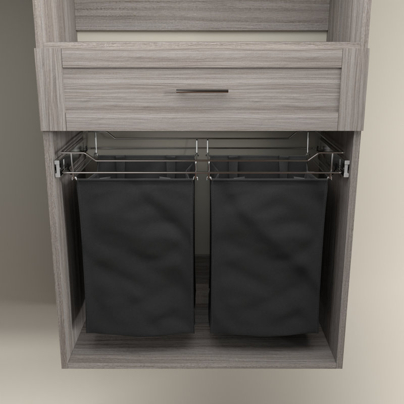 Full Extension Classic Chrome Slide-out Laundry Hamper for Cabinets with Removable Bag (30" Width), 30", Chrome