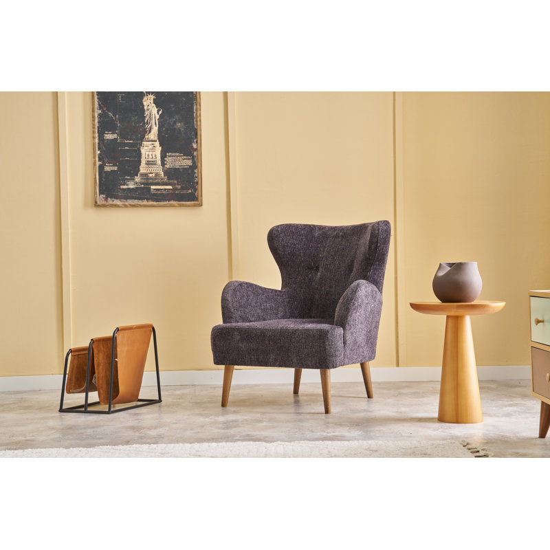 Fauteuil à oreilles, Mélange de polyester gris foncé Nampreet