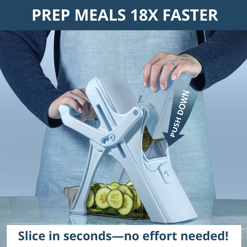 Nutrislicer Mandoline 5-en-1 Multifonctionnel Coupe-légumes, sans BPA et lavable au lave-vaisselle, Bleu