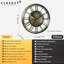 CLXEAST Grande horloge murale à engrenages mobiles pour décor de salon de campagne moderne, horloge murale à chiffres romains en laiton doré à piles, reloj de Pared Para Sala (21 po)