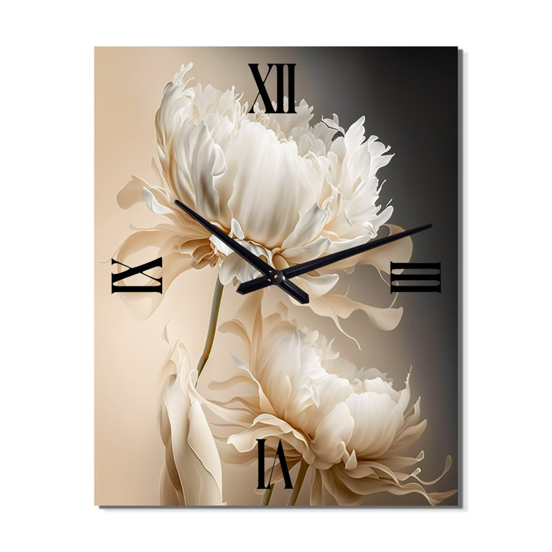 Horloge murale pivoine florale I, H 32 po x l 24 po x P 1 po