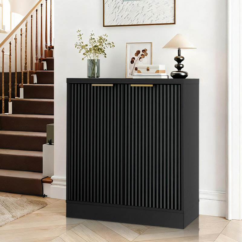 Buffet en bois 28,3 po avec 2 portes, Noir