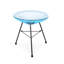 Table d'appoint en verre trempé avec base bleue, l 17,52 po x P 17,52 po, H 18,32 po, élégant accessoire extérieur moderne - plateau et construction