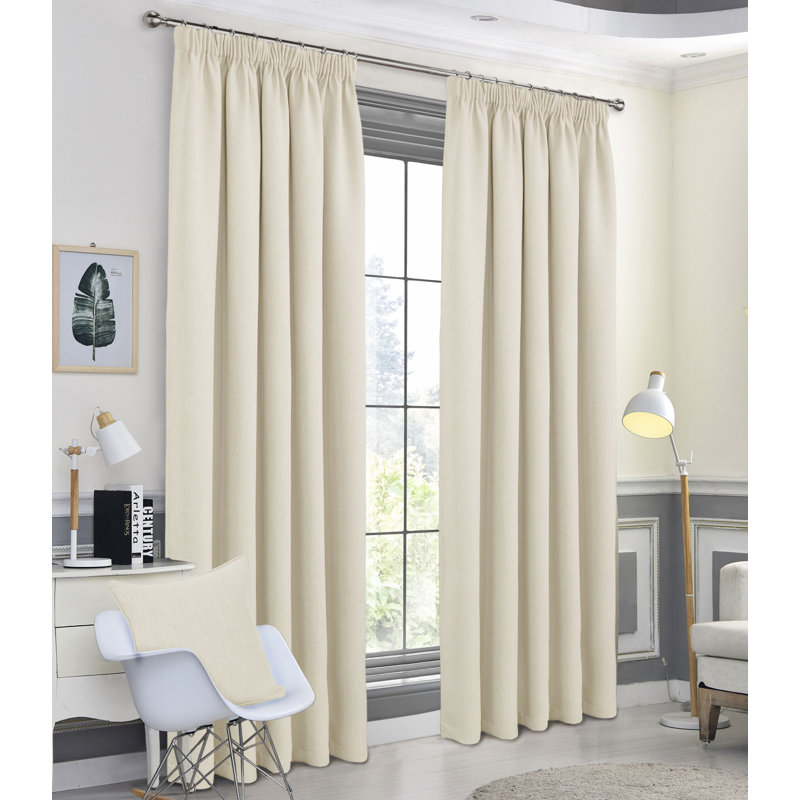 Meliha Pencil Pleat Blockout Curtains, Width 165 x Drop 229 cm, Navy