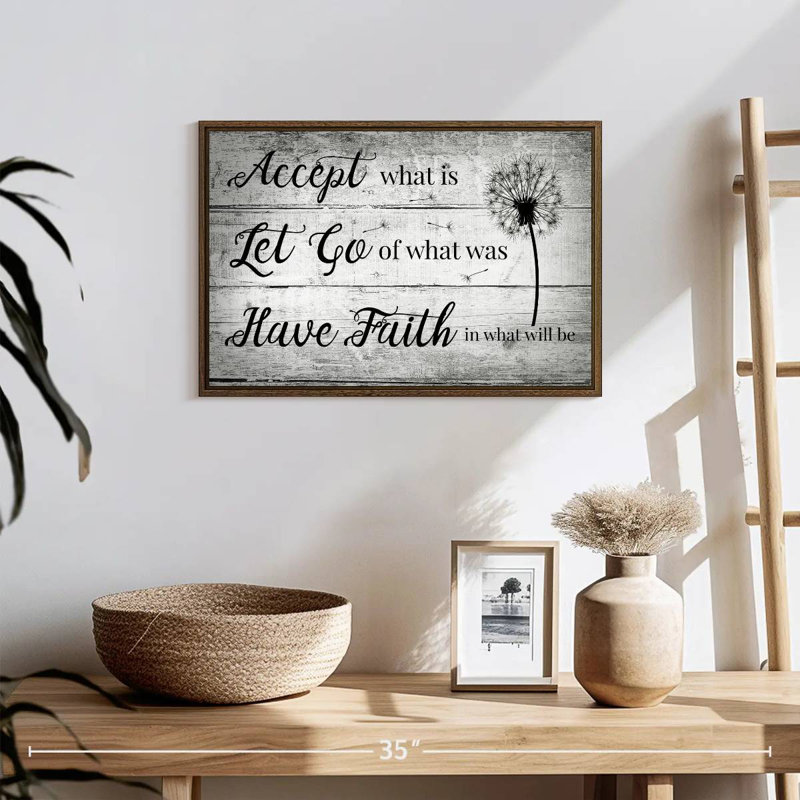 Citation «Have Faith», 19 po x 13 po, Cadre flottant noyer