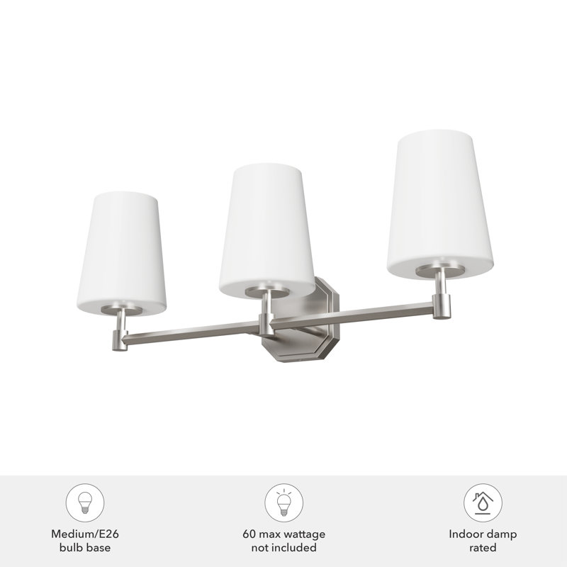 Nolita Dimmable Vanity Light, Brushed Nickel, 3