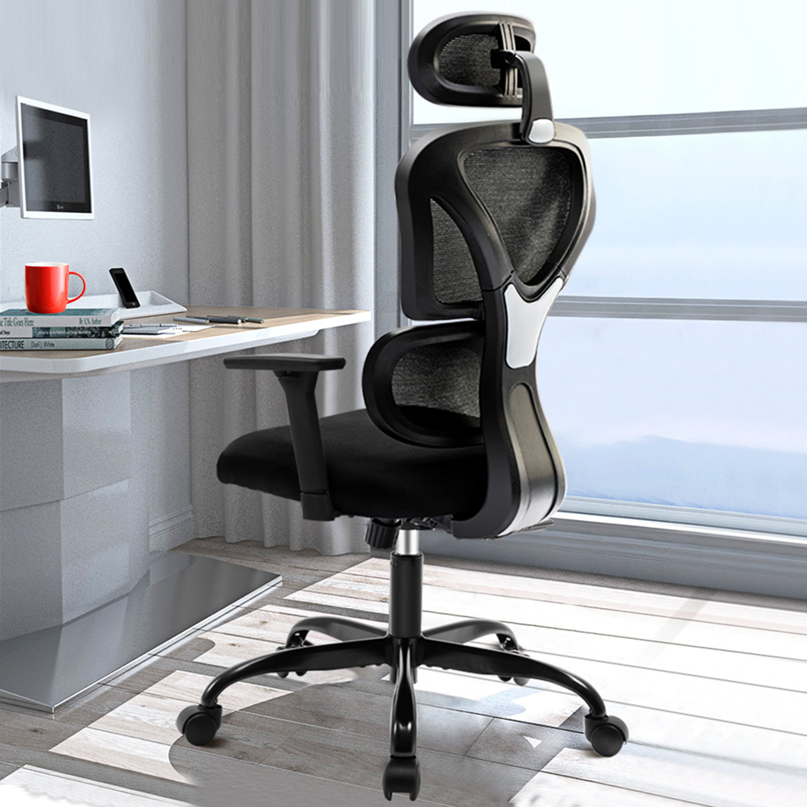 Inbox Zero Isairis Ergonomic Office Chair with Adjustable Headrest and