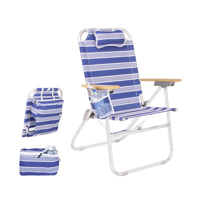 Chaise longue de plage robuste pour adultes, 17 po de hauteur hors sol, inclinable à 4 positions, glacière isolée et pochette de rangement, accoudoirs en bambou, capacité de 300 lb